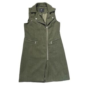 7forallmankind army green asymmetrical biker chic sleeveless outerwear vest